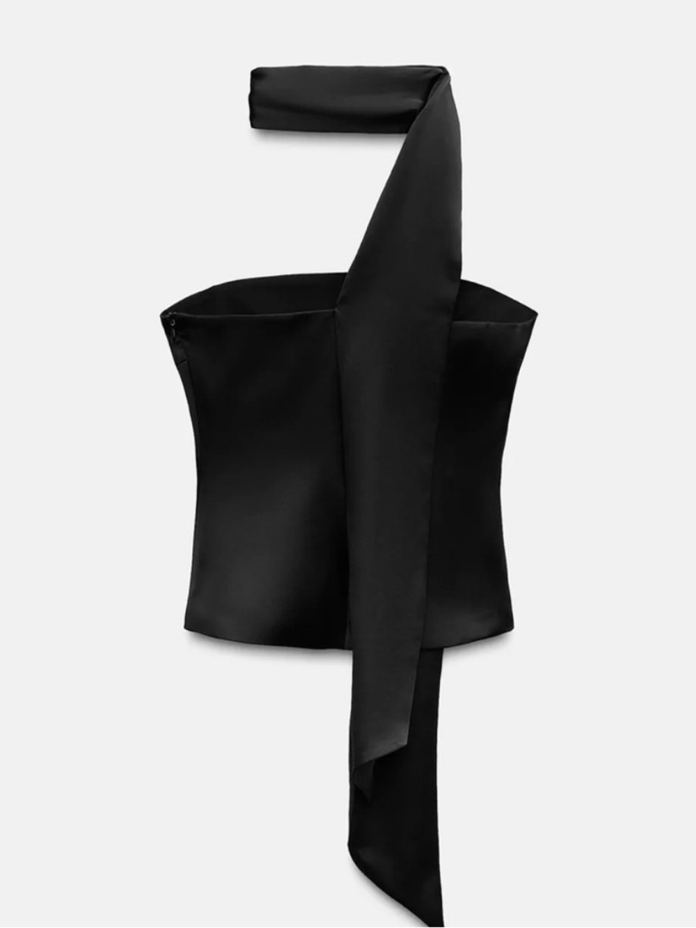 Zara Black One-Shoulder Satin Tie Corset Camisole